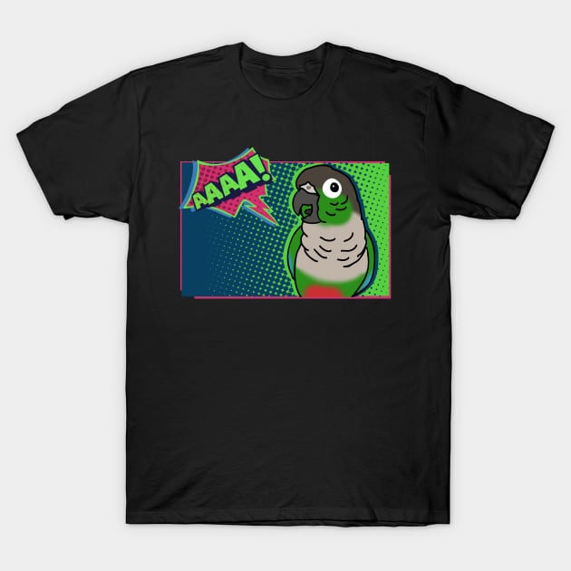 Screaming Green Cheeked Conure Comic T-Shirt by FandomizedRose